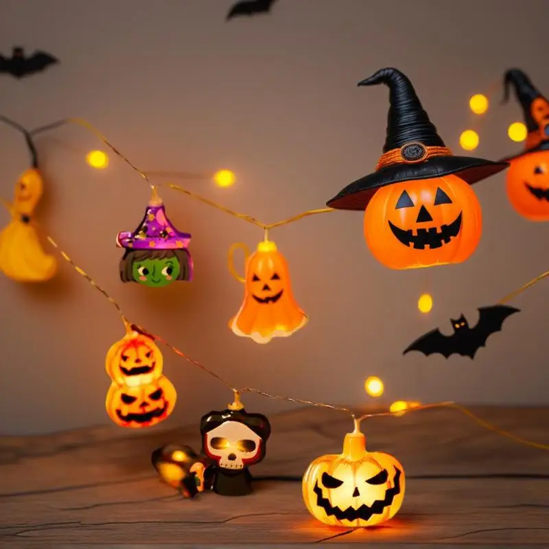 

Halloween Decoration LED String Lights,Pumpkin Ghost Spider Web Hanging Lamp,Home Outdoor Lantern Props