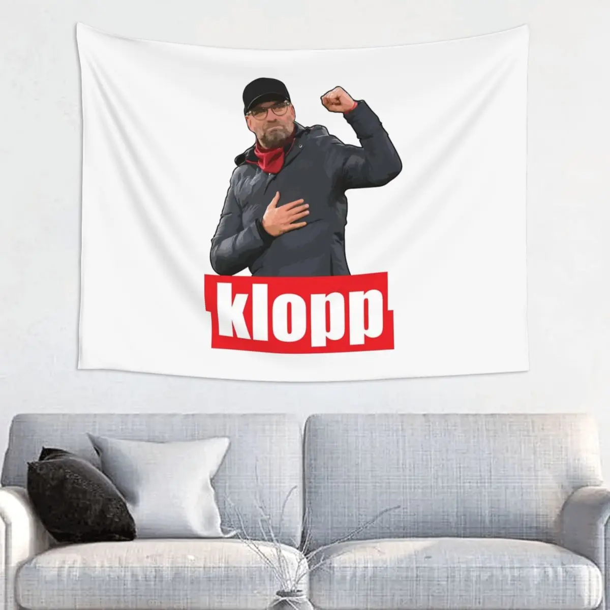 Jurgen Klopp Tapestry Wall Hanging Hippie Polyester Tapestry INS Throw Rug Blanket Wall Decor 95x73cm