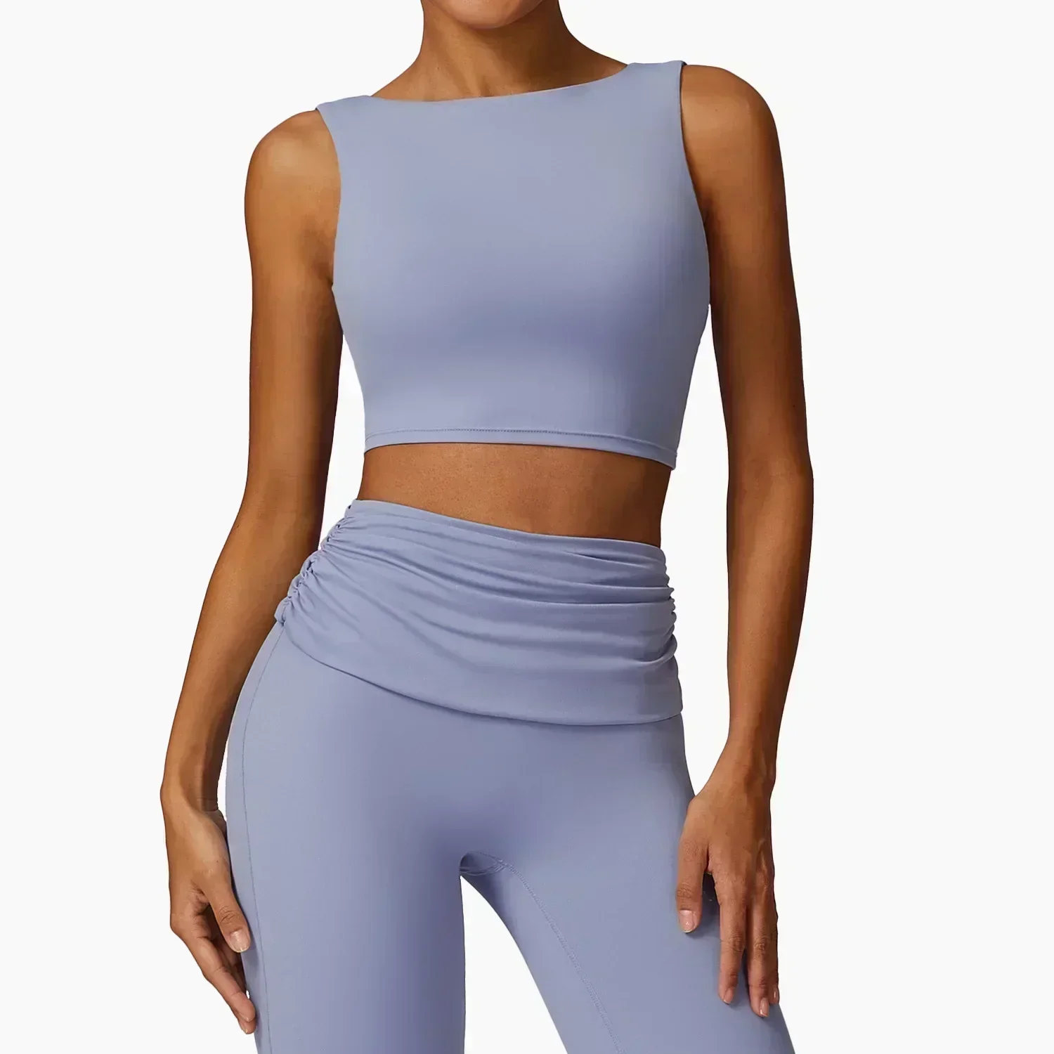 Ropa Deportiva Yogo para mujer, Top corto antigolpes acanalado, chaleco de entrenamiento deportivo para correr y Fitness