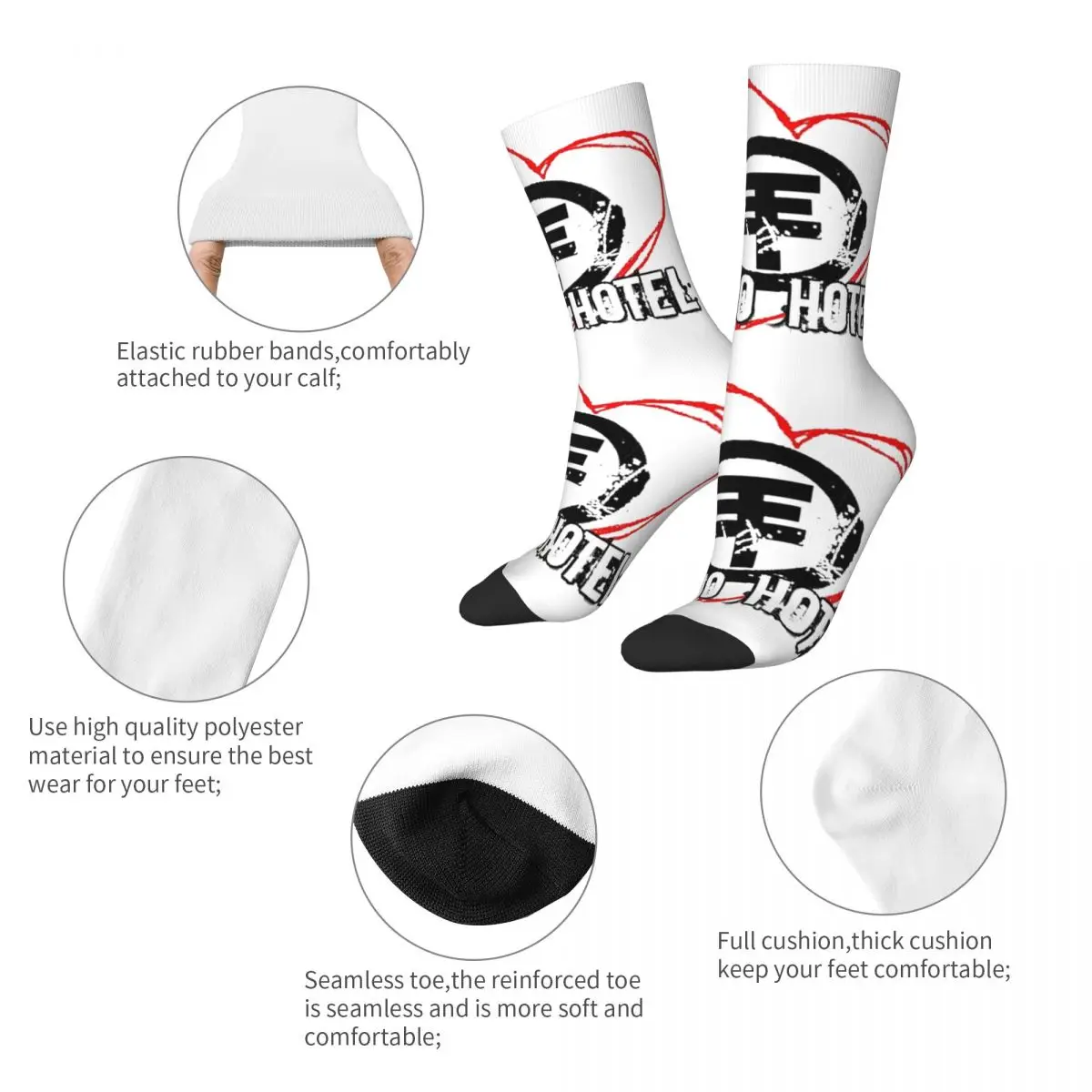 Fashion Female Socks Rock Band Tokio Hotel Logo Accessories Cute Vintage Graphic Dress Socks All Season