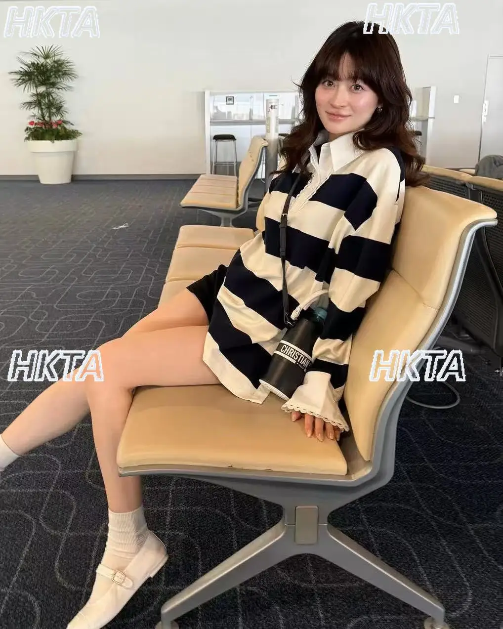 

Japanese Lace Stitching Polo Collar Long Sleeved Striped T Shirt Top 25 Autumn Winter New Loose Casual Versatile Tshirt Women