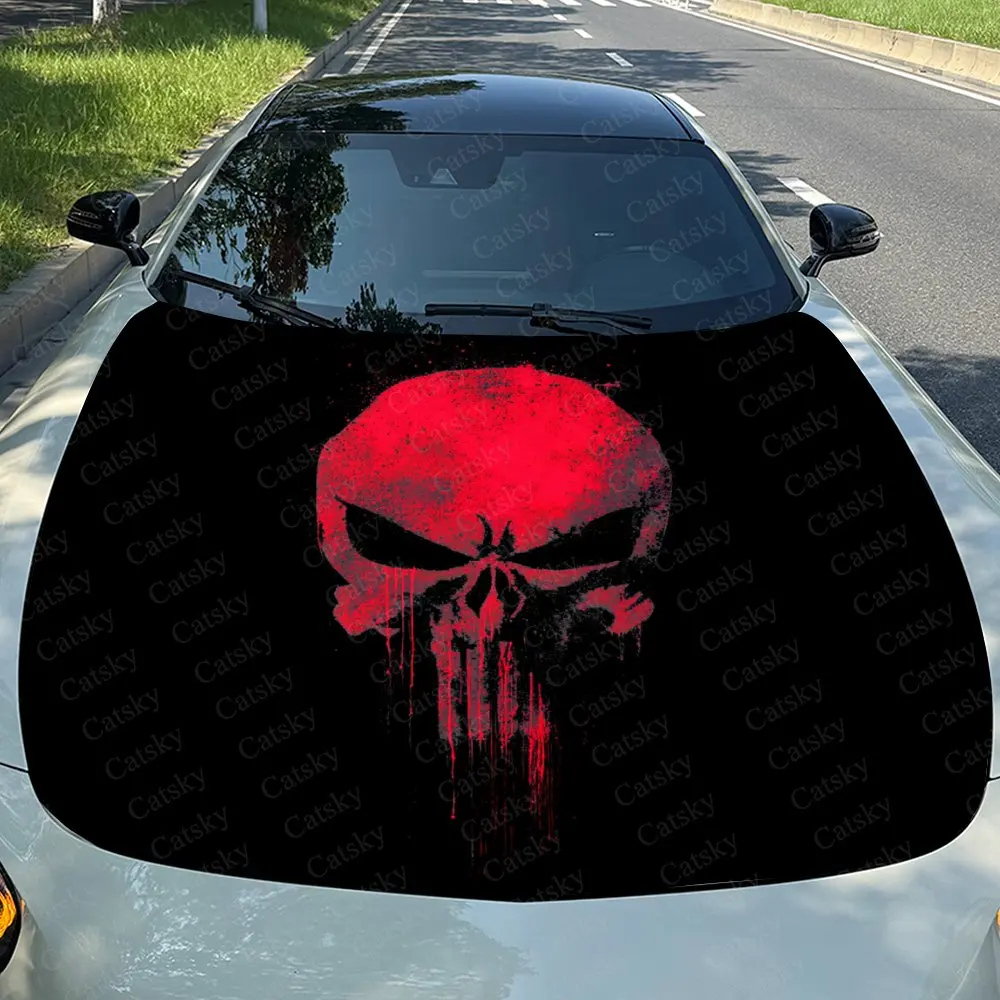 Red Blood Skull Car Hood Decal - Durable Self-Adhesive PVC Sticker For Cars, Motorcycles, And Trucks,Vehicle Hood Decoration
