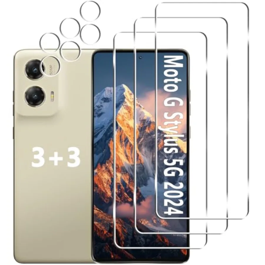 

[3+3 Pack] Moto G Stylus 5G 2024 Screen Protector + Camera Lens Protector, 9H Tempered Glass, Anti Scratch, Easy Installation,