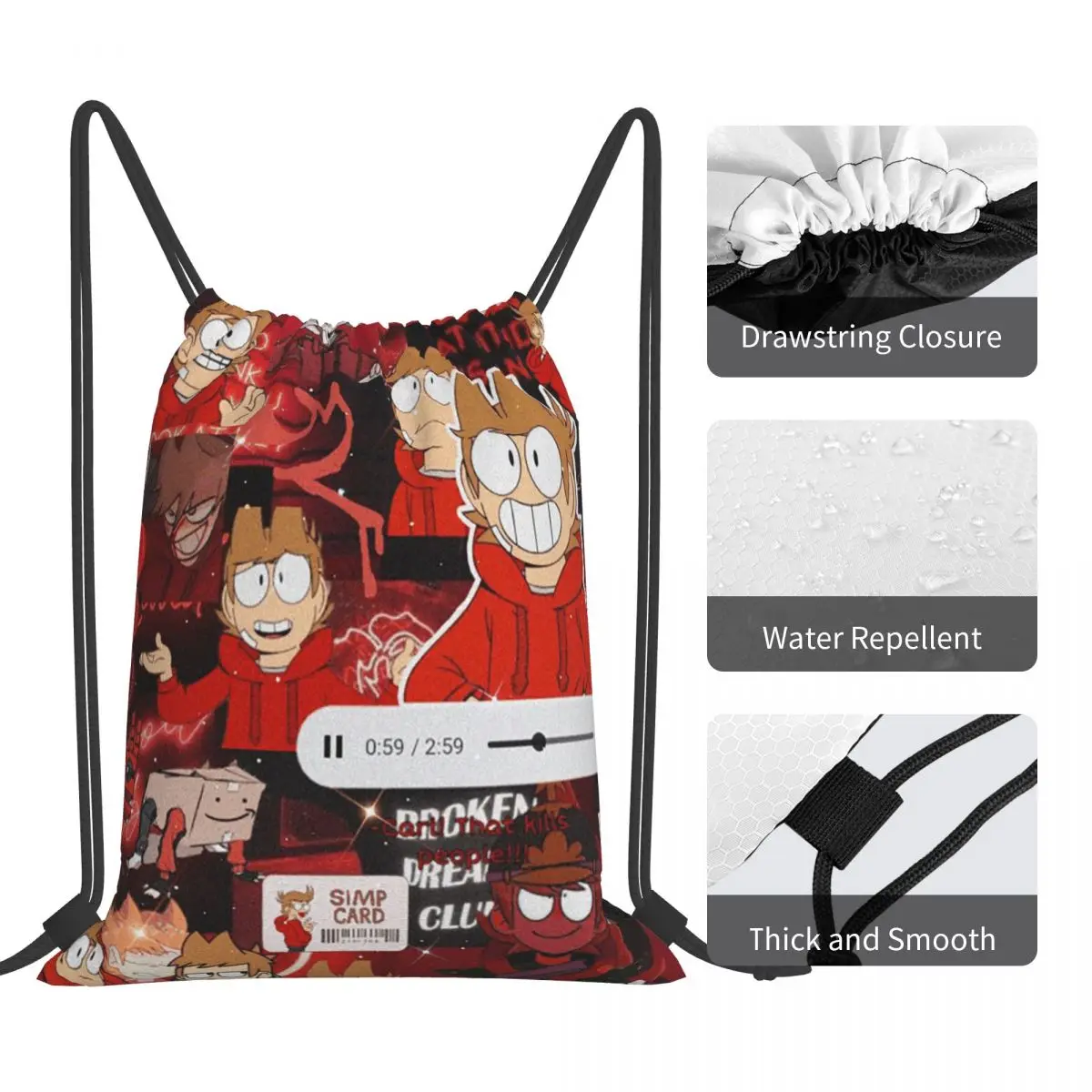 Eddsworld (6) حقائب ظهر عصرية محمولة برباط وحقيبة رياضية للجيب وحقائب كتب لطلاب السفر