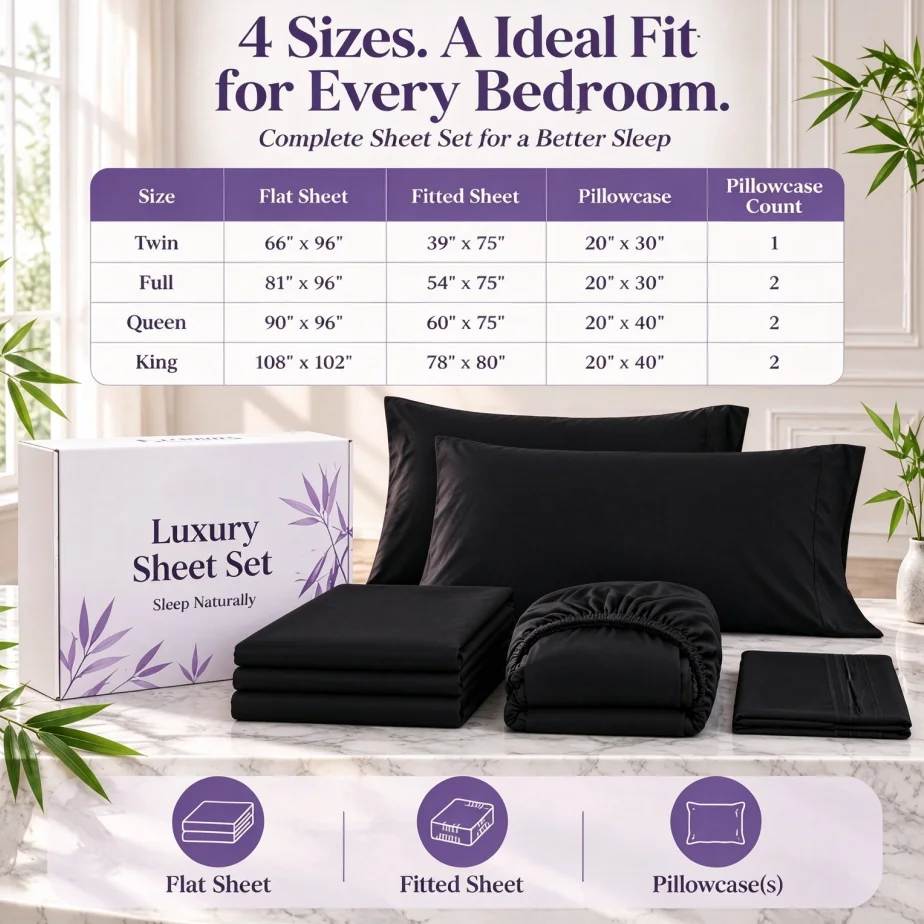 4pcs Luxury Blend Cooling Bed - đánh giá và giá Fitted Bed Sheets Deep Pocket