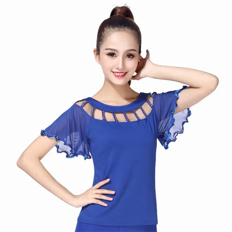 

Women Smooth Ballroom Dance Costume Tops Latin Shirt Flamenco Dance Blouses Modern Standard Outfits Tango Waltz Salsa Samba Top