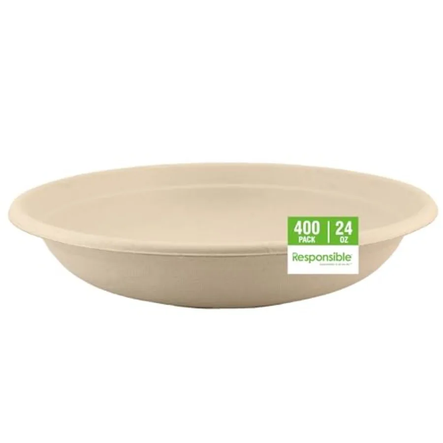 bowls are eco-friendly, Disposable Paper Bowls 24oz For Hot Soup 400 Count,Heavy Duty Paper Dinner Bowls, Dessert Bowls, Made f