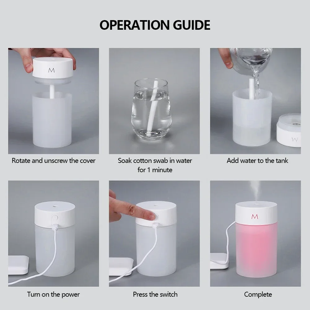 แบบพกพา Air Humidifier อัลตราโซนิก 260ML Mini Car Humidifier Aromatherapy Diffuser Sprayer USB Essential Oil Atomizer โคมไฟ LED