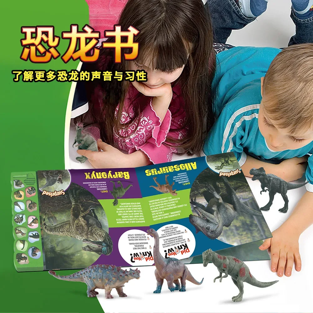 

Dinosaur Learning book with 12 Toys, PVC Soft Dino Toys for Kids 4-6, DIY Fidget Fun