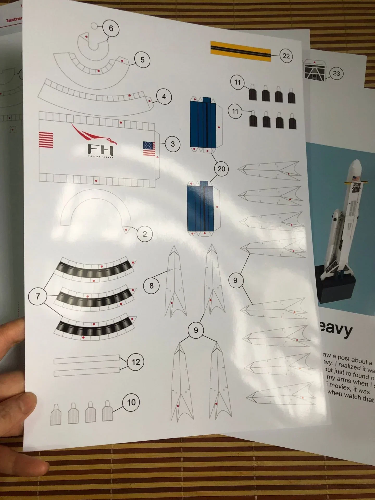 10 sztuk SpaceX Falcon ciężka rakieta DIY 3D karta papierowa Model zestaw do budowania zabawki budowlane zabawki edukacyjne dla dzieci Model wojskowy