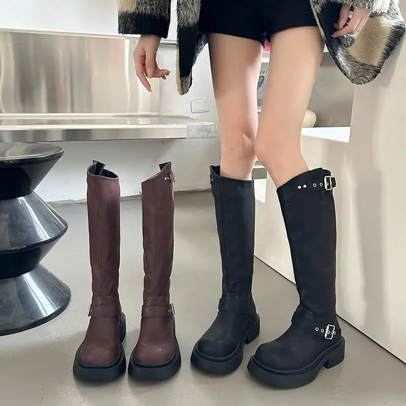 Round Toe Lolita Boots Women Shoes Autumn Winter Footwear Boots-Women Sexy Thigh High Heels High Sexy 2024 Over-the-Knee Retro