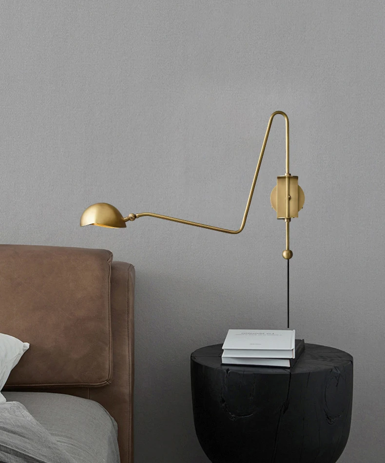 American Copper Wall Light Gold Black Plug Adapter