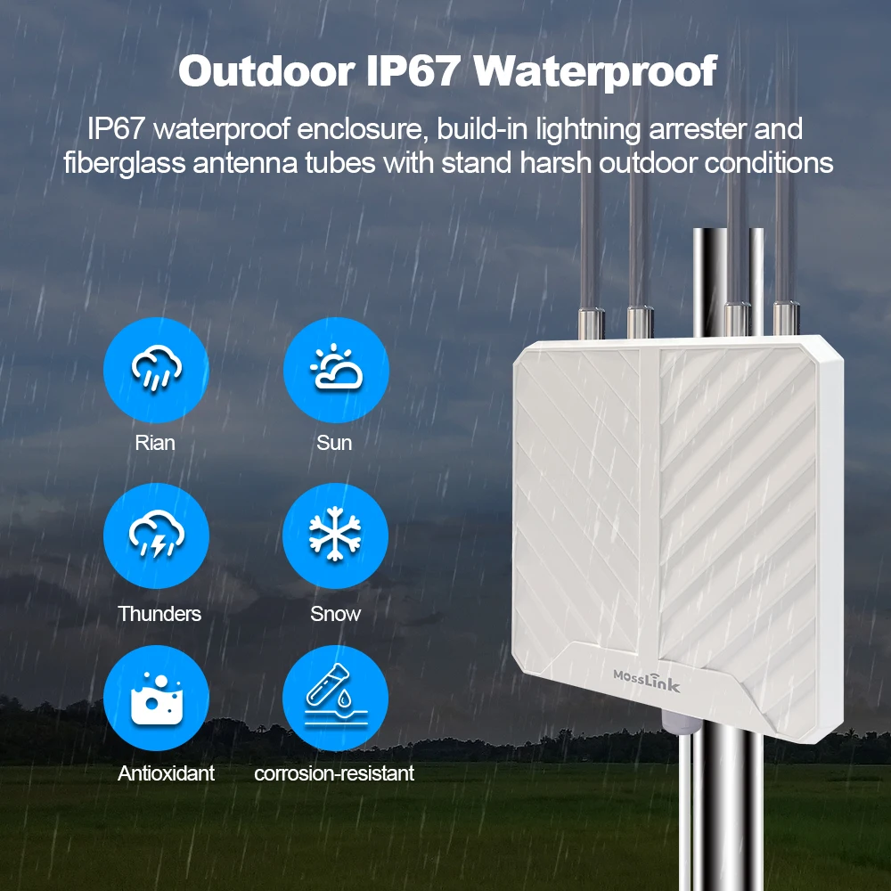 AX1800 WiFi 6 Long Range Outdoor Router Dual Band Access Point Wireless Mesh Extender Booster Wifi AP IP67 Waterproof for Farm