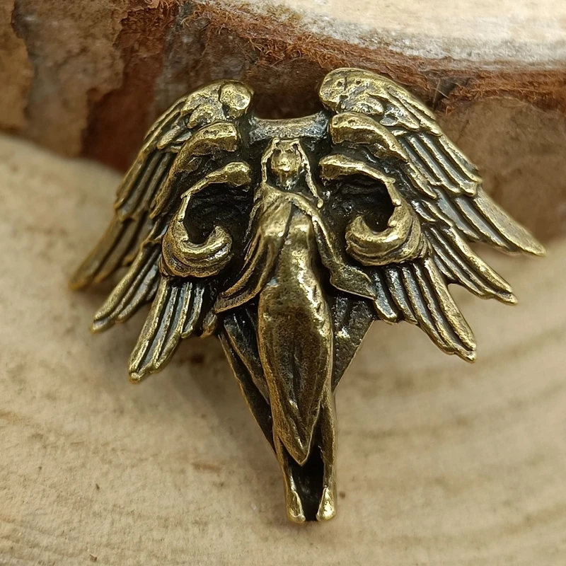 Six Winged Angel Seraph Brass Knife Beads EDC DIY Paracord Woven Bracelets Lanyard Pendants Accessories Outdoor Tool Hangings