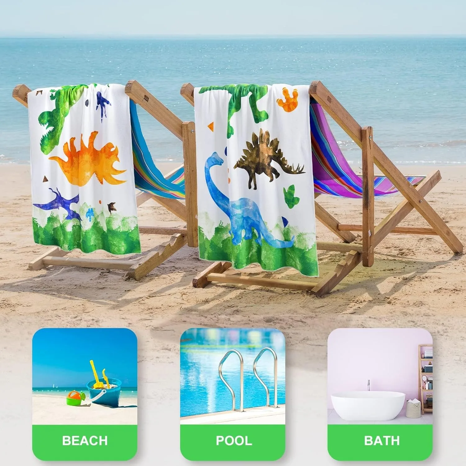 Cute Dinosaurs Beach Towel for Family stuffs friends Gifts Quick-Dry Sand free For Bath Yoga Tourism Beach GYM Camping Swimming