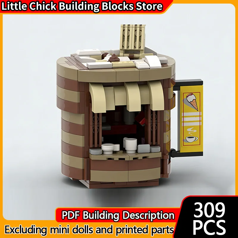 

City Street View Model MOC Building Bricks Street Coffee Booth Modular Technology Children Holiday Gifts Assemble Toys Suit