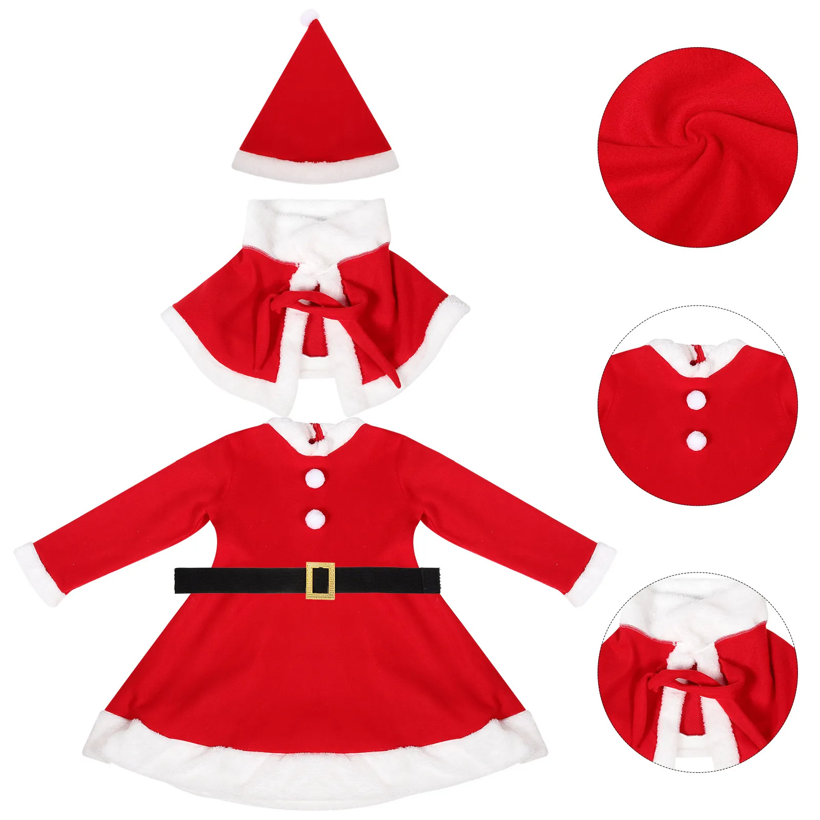 

Комплект из 1 предмета: Рождественский костюм для девочек, платье Санты с длинными рукавами, из полиэстера, теплый и уютный, идеально подходит для вечеринок, праздников, танцев