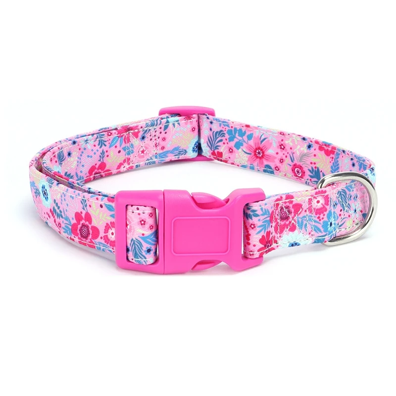 Adjustable Dog Collar Pet Outdoor Floral Print Nylon Dog Necklace Kitten Puppy Collars Chihuahua French Bulldog Dog Accessorie