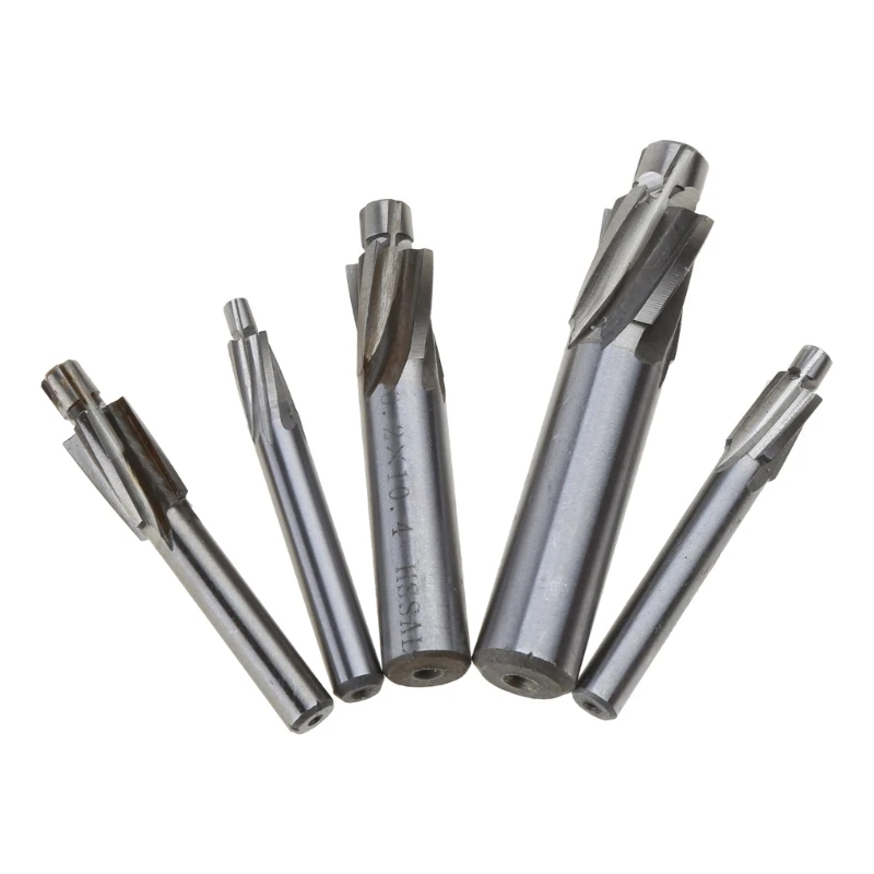 dwan 5 Pieces H.S.S. 4 Flutes Counterbore Set End Mill M3-M8 Stainless Steel Tools