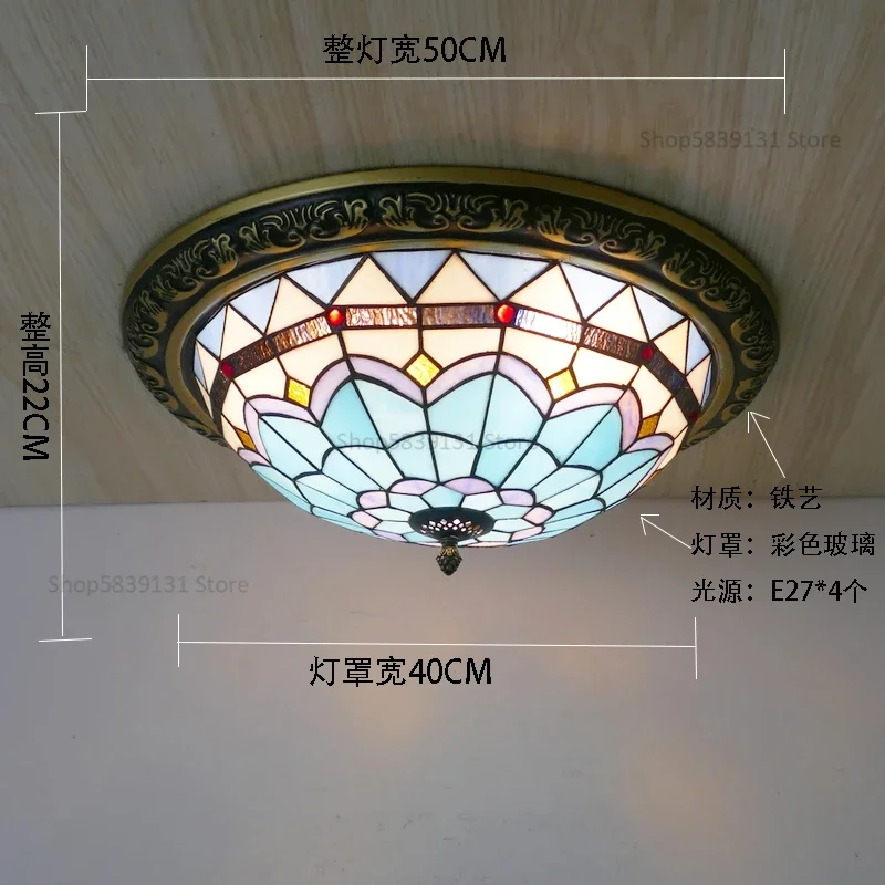 Turkse retro plafondlampen Tiffany lampen Vintage cirkelvormige gekleurde glazen plafond hanglamp woonkamer slaapkamer Art Deco lamp