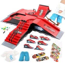 Fai da te Finger Skatepark 6-in-1 Set Professional Tech Practice Deck Platform Stunt Finger Skateboard assemblare rampa Park kit giocattoli