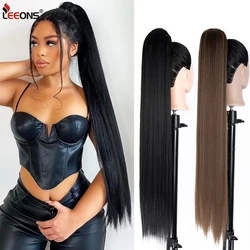 Leeons 33inch 85cm Pferdes chwanz verlängerung wickeln sich um langen geraden Clip in Pferdes chwanzhaar synthetisches Haarteil für Frauen täglich 1pc