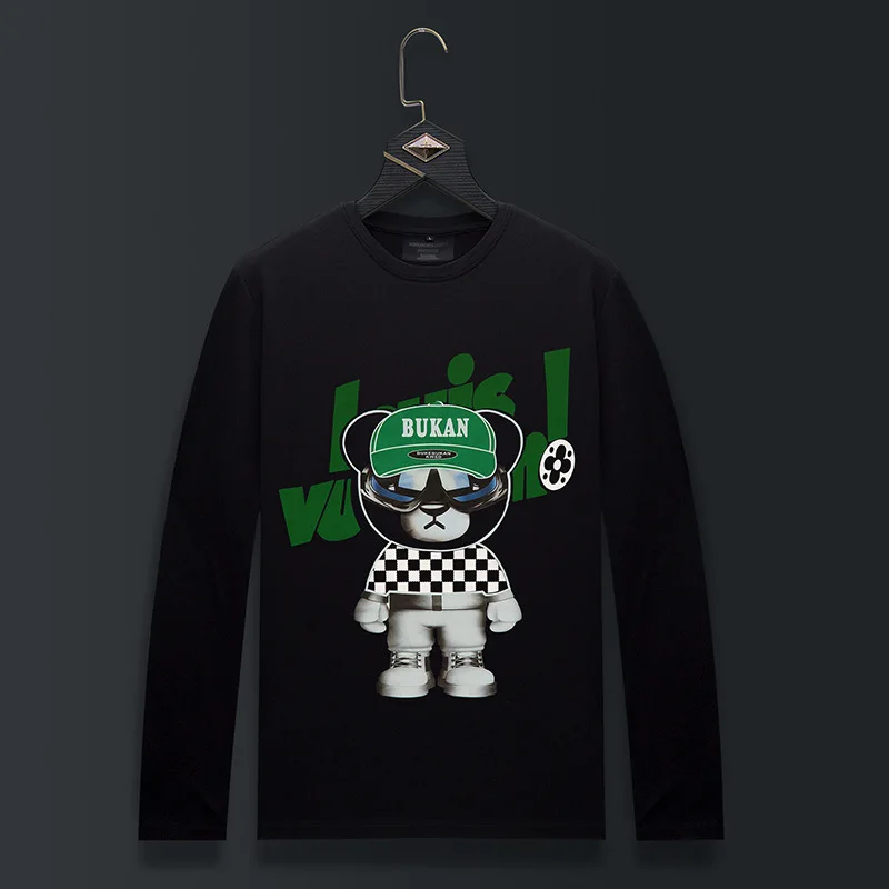 

Plus Size Character Printed T Shirts Men Top Fashion Streetwear O Neck Long Sleeve Slim Modal Cotton Tshirts Mens Clothing