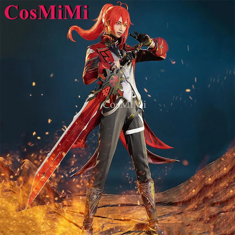 CosMiMi Diluc Cosplay Game Genshin Impact Costume New Skin Fashion Handsome Battle Uniforms Carnival Party Role Play Clothing