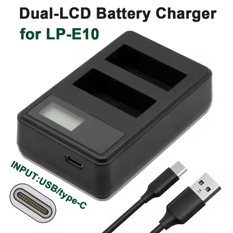 LP-E10 dual-slot camera battery charger suitable for Canon EOsRebel T3,T5,T6,T7,EOS 1200D,EOS 1300D,EOS 2000D, EOS3000D etc.