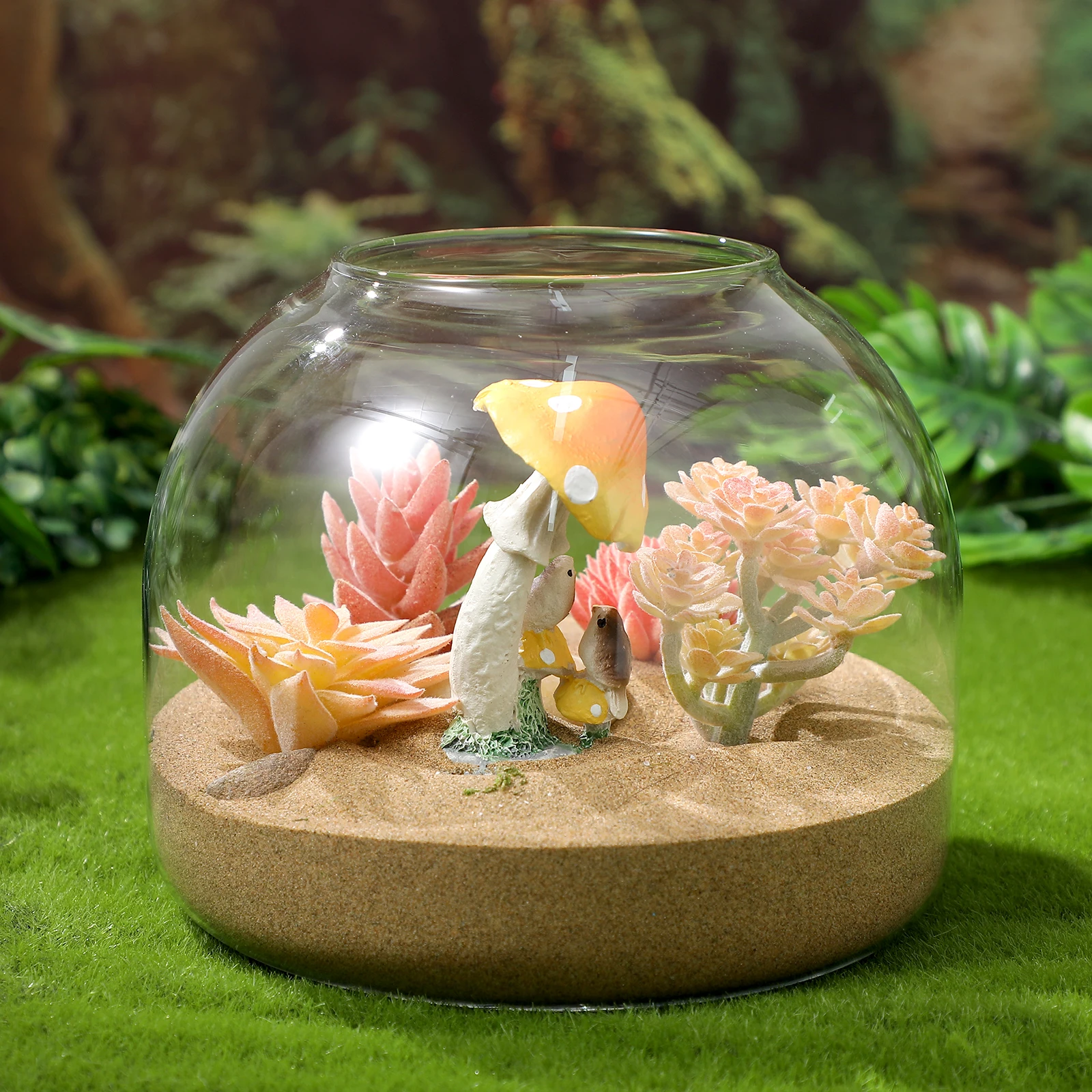 

Indoor Plants Eco Bottle Ornaments Glass Terrarium Stand Table Top Enclosed Ecosystem Transparent with Lid