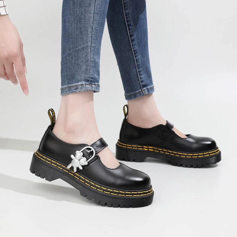 

Women Flats British Style Oxford Shoes Women Autumn Soft Leather Casual Maid Shoes Retro Buckle Flats Dress Shoes for Women 2026