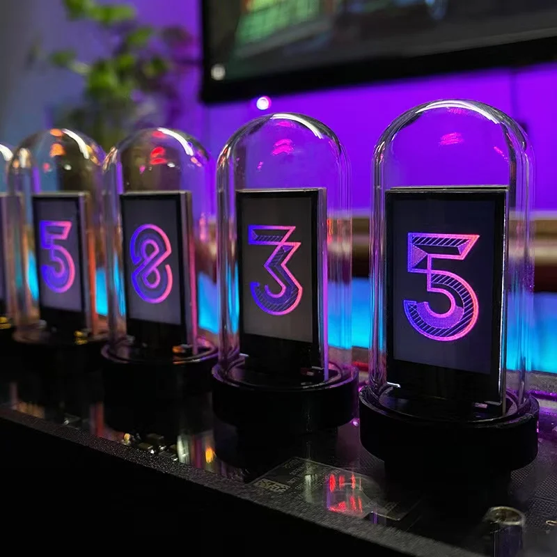 Applicable to RGB Retro Nixie Tube Led Clock Desktop Creativity Electronic Digital Clock Computer Decoration Desk Clock