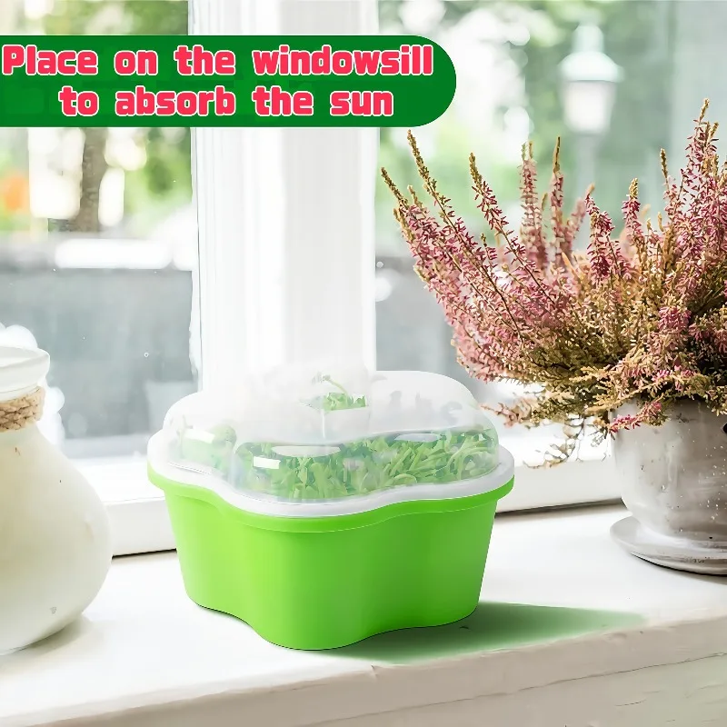 1set Seed Germination Tray With Covered Seed Mini Green Plant Wheat Seedling Box For Indoor Outdoor Gardening Accessories
