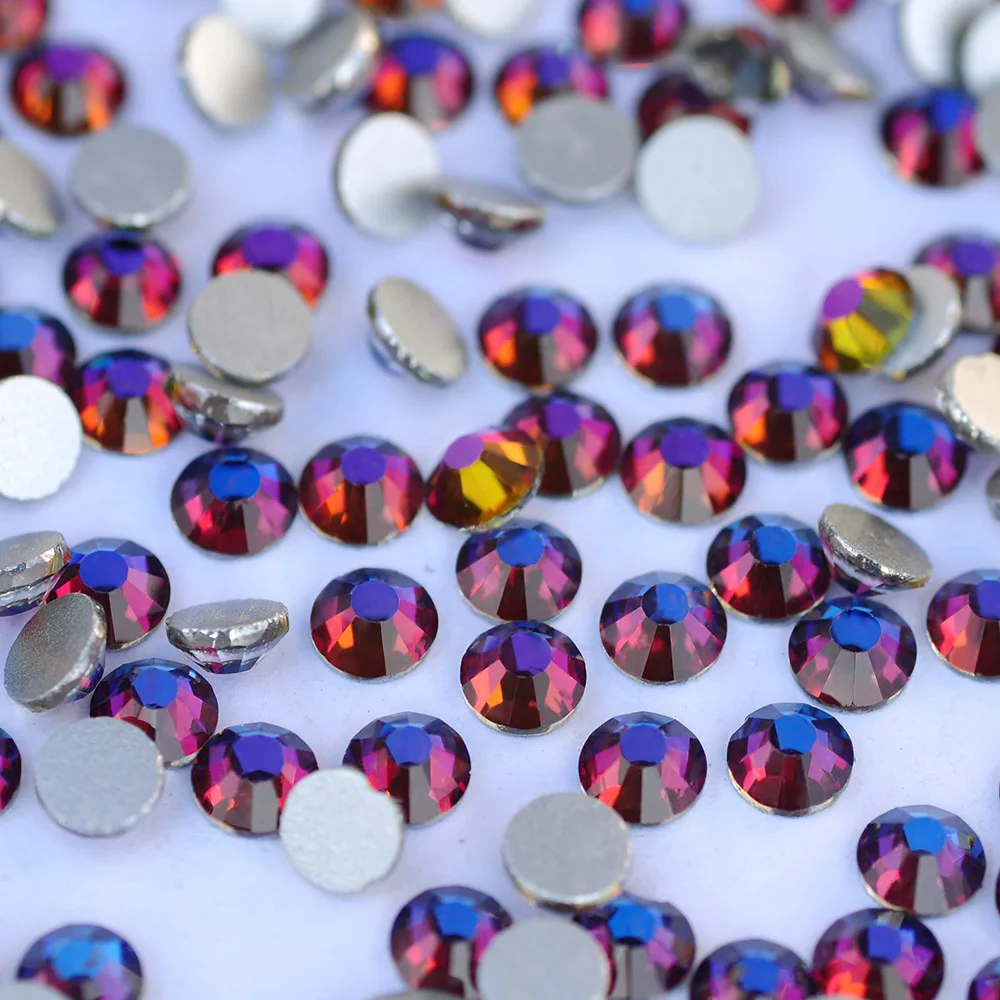 Bermudablau Strass-Glas Runde Kristall-Flatback-Strasssteine Nicht-Hotfix für DIY Nagelkunst Kleidung Dekoration – Detail 4