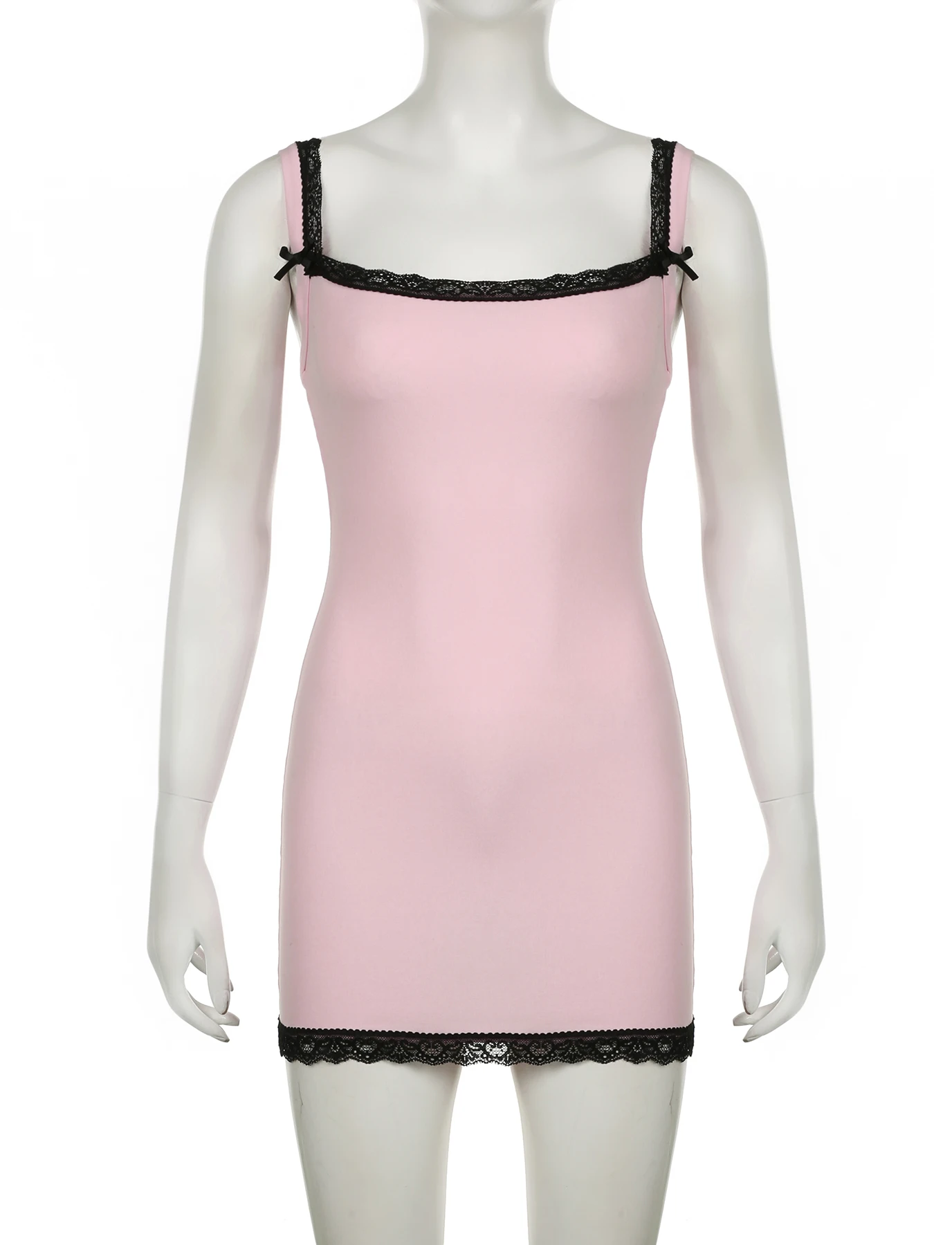 IAMSURE 여성용 스위트 레이스 트림 랩스커트, 섹시한 슬림 슬래시 넥, 민소매 미니 드레스, 2024 여름 패션 스트리트웨어 레이디
