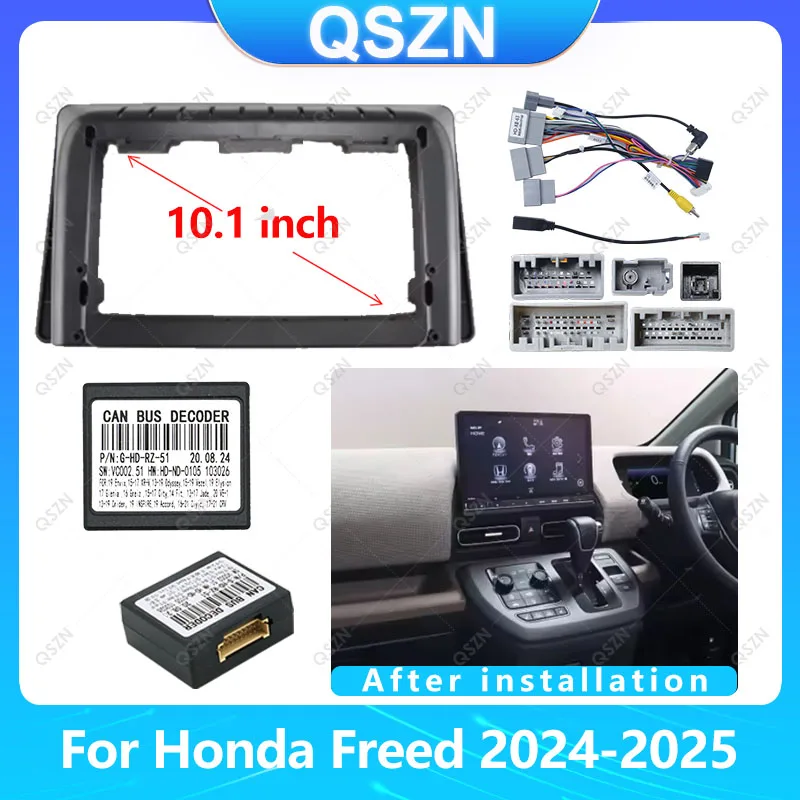 

10.1 Inch Matt Black Car Radio Fascia Frame Dash Mount Bezel For Honda Freed 2024-2025 Multimedia Audio Trim Kits Stereo Panel