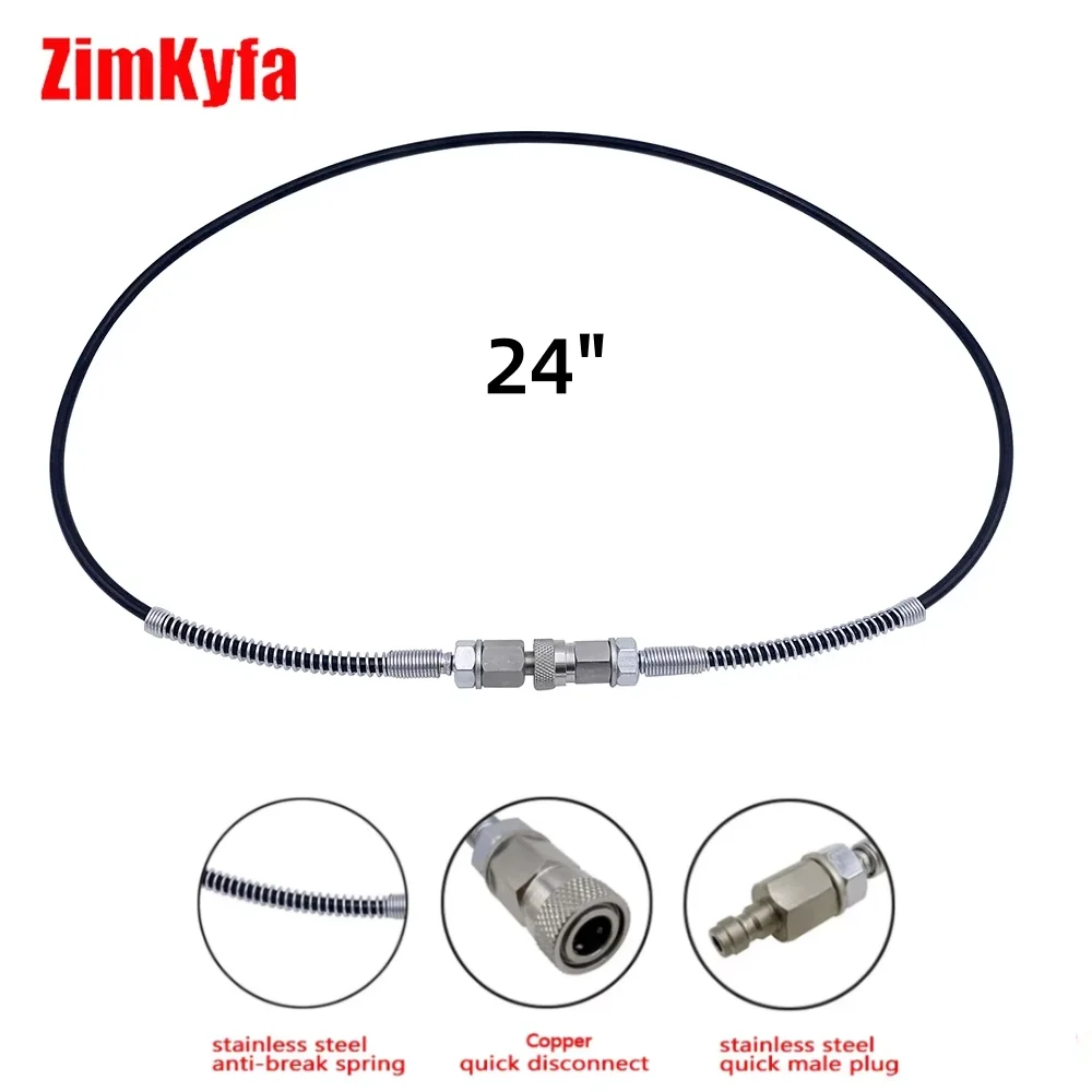 Línea de manguera de látigo de llenado de CO2 de aire remoto de carga de llenado de microburo de alta presión 24 pulgadas con acoplador de conexión rápida de 8mm