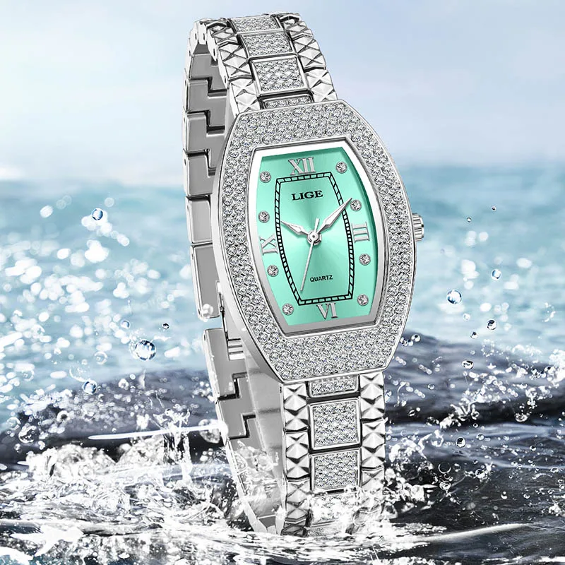 LIGE Casual Women's Quartz Wristwatch Elegant Fashion Waterproof Square Watch Women Creative Steel Sports Watches Gift For Women