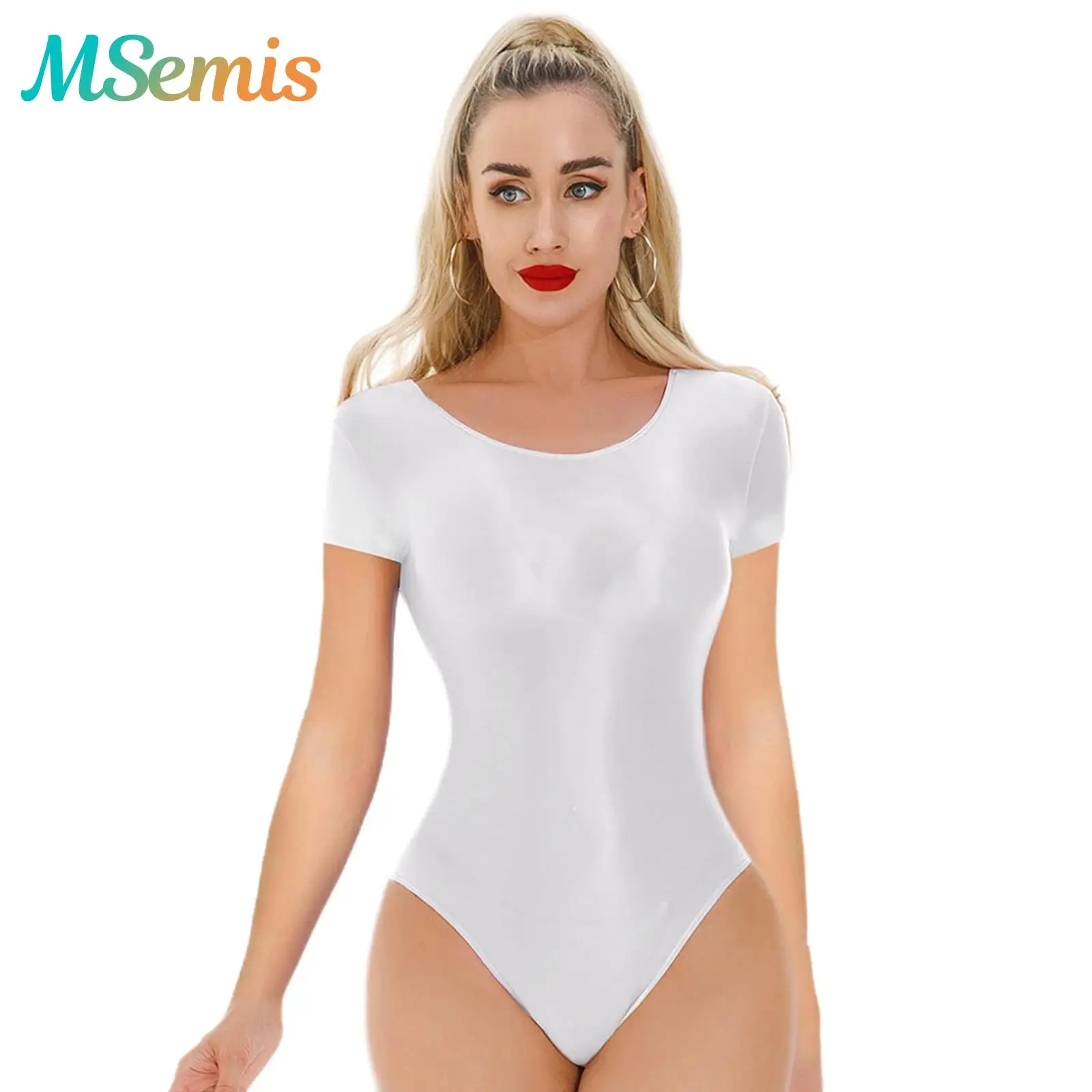 

Женский масляный глянцевый блестящий купальник, цельный купальник с высоким вырезом, эластичный прозрачный купальник, бикини, купальник, одежда для сна