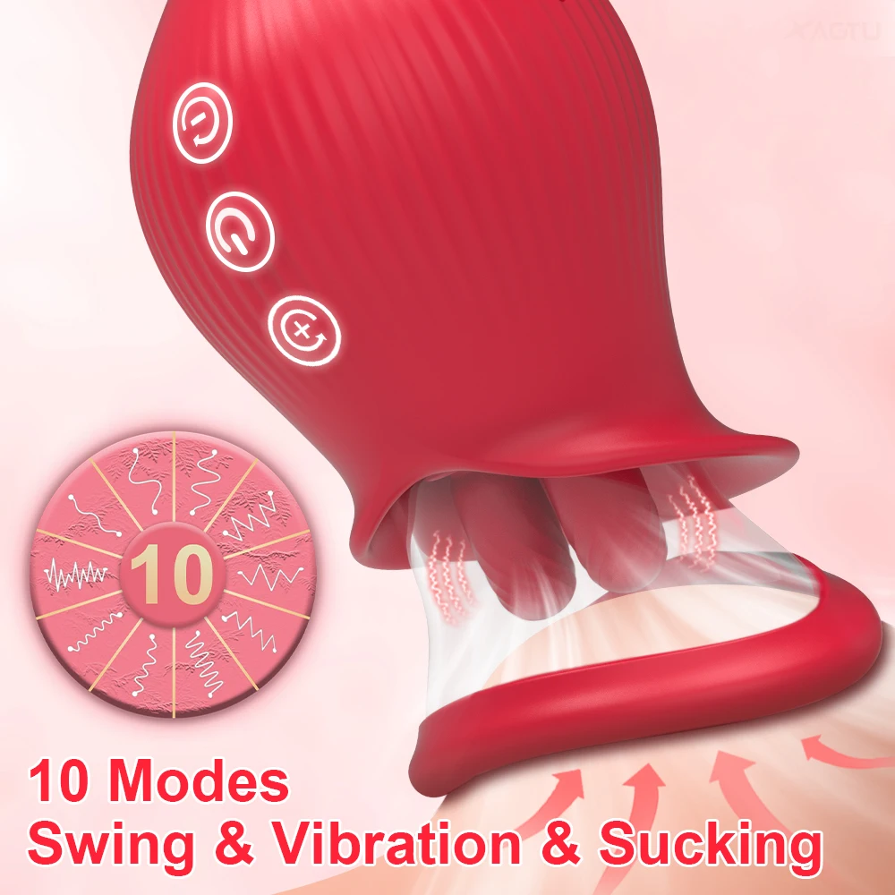 Rose Toy Sucking Vibrator for Women with Tongue Licking 10 Wiggling Modes Clit Sucker Clitoris Stimulator Sex Toys for Couple