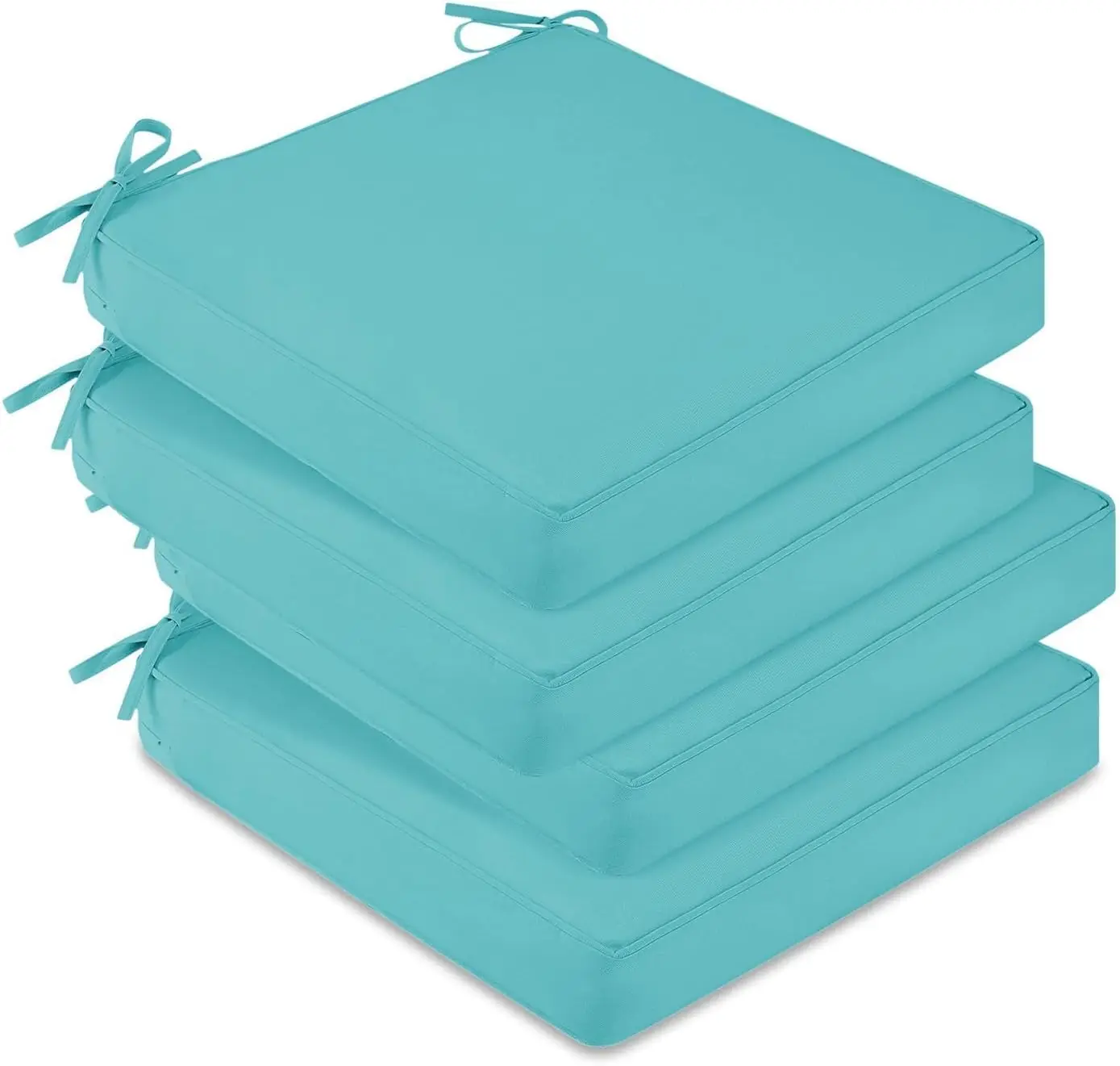 

Waterproof Outdoor Chair Cushions Set of 4, 19x19x3 Patio Cushions with Non-Slip Ties & Handle, Square Seat Cushion for Patio