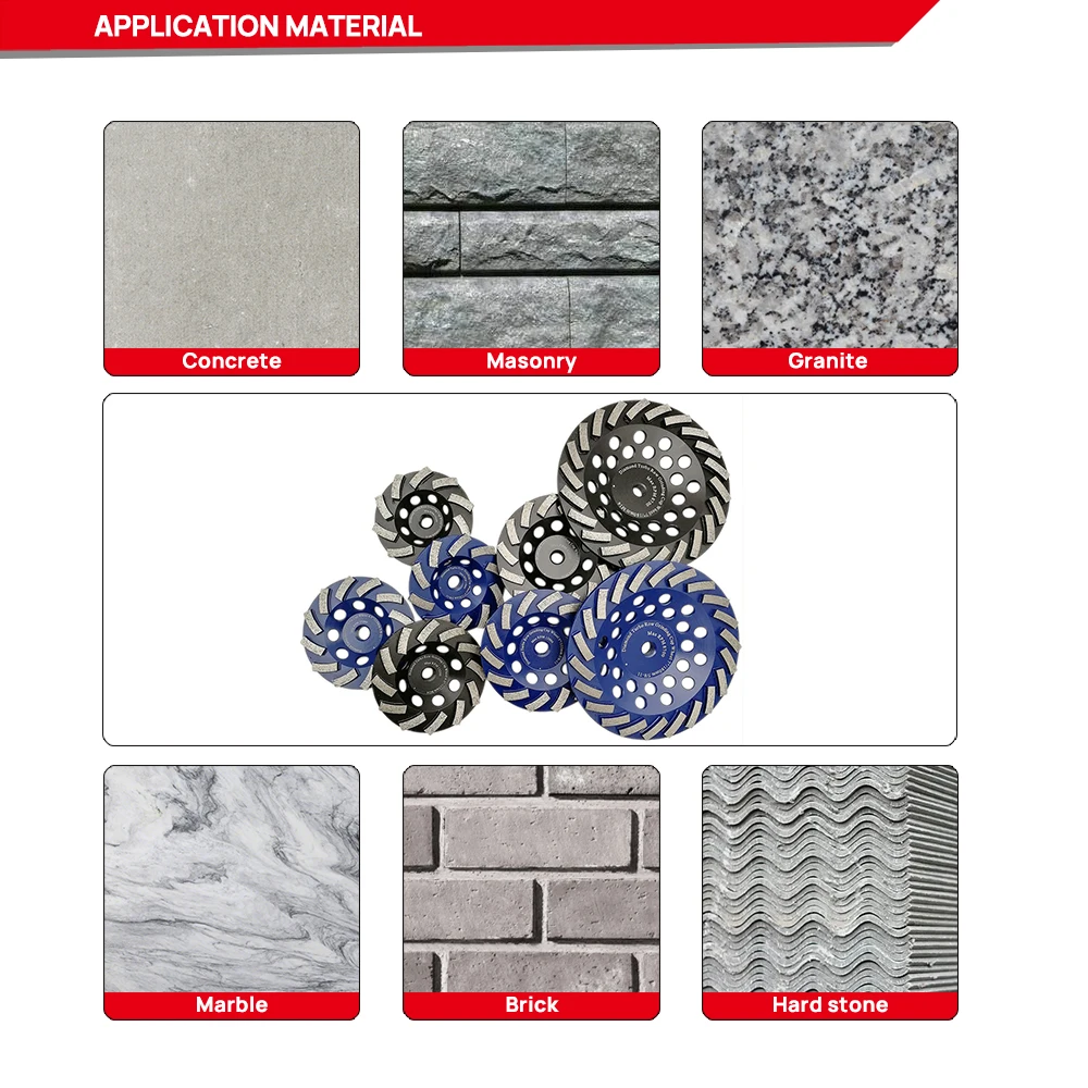 DT-DIATOOL Mola a tazza premium per calcestruzzo granito con disco abrasivo M14 o 5/8-11 filettatura diametro 100/115/125/180 mm