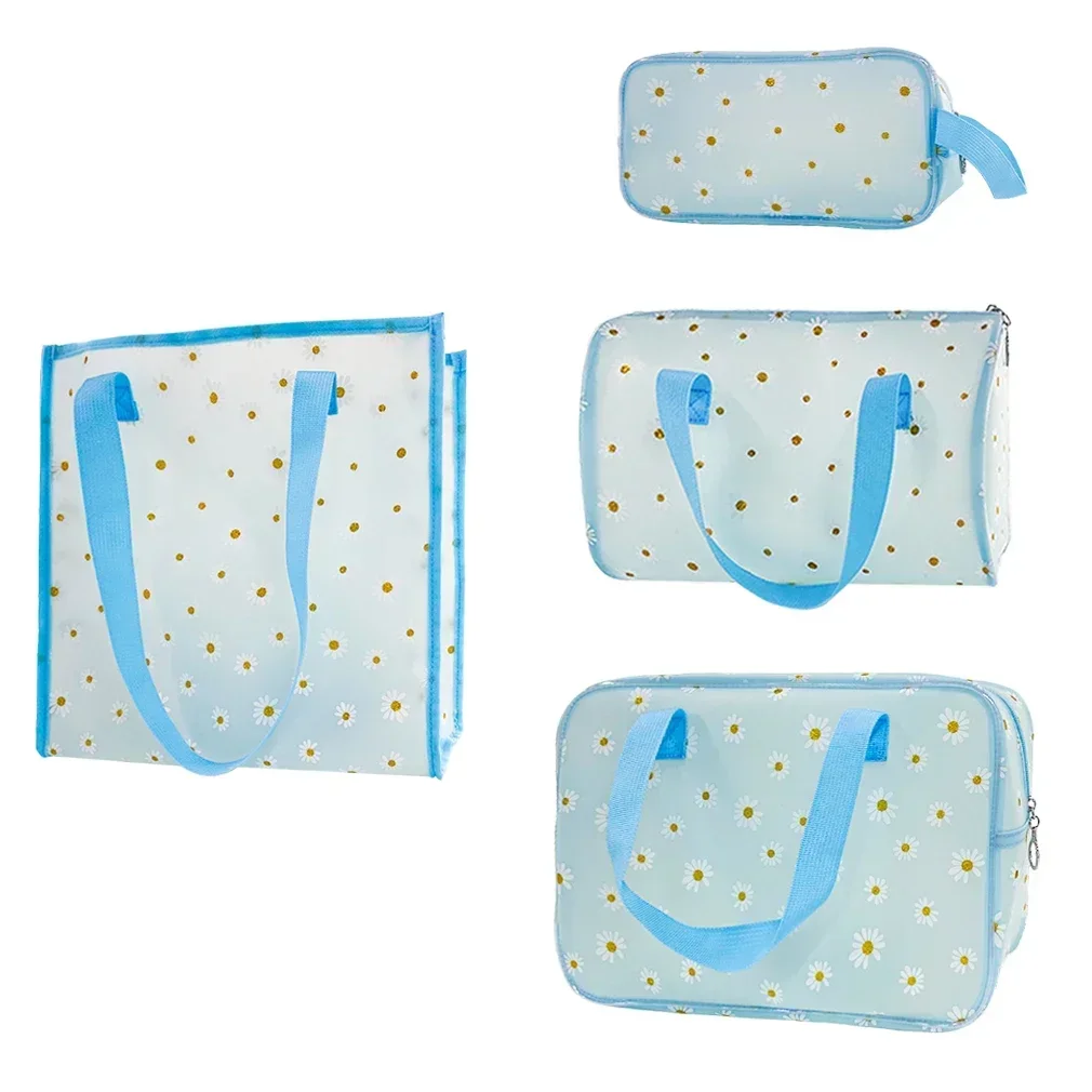 Portable Daisy Travel Cosmetic Bag TPU Makeup Bag Pouch Women Waterproof Makeup Bag Bathroom Wash Bag Makeup Bags Toiletry Kit