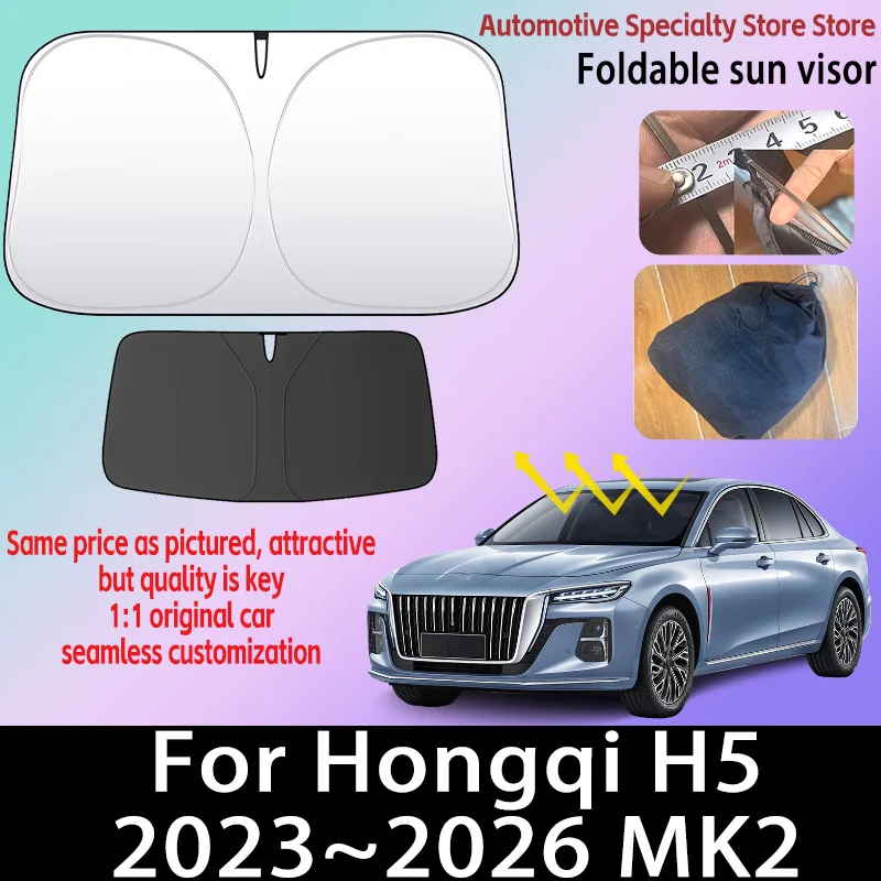 

For Hongqi H5 2023~2026 2025 MK2 Front Windshield Sunshade Fold Shade UV Shade Solar Sun Shade Privacy Curtain Car Accessories