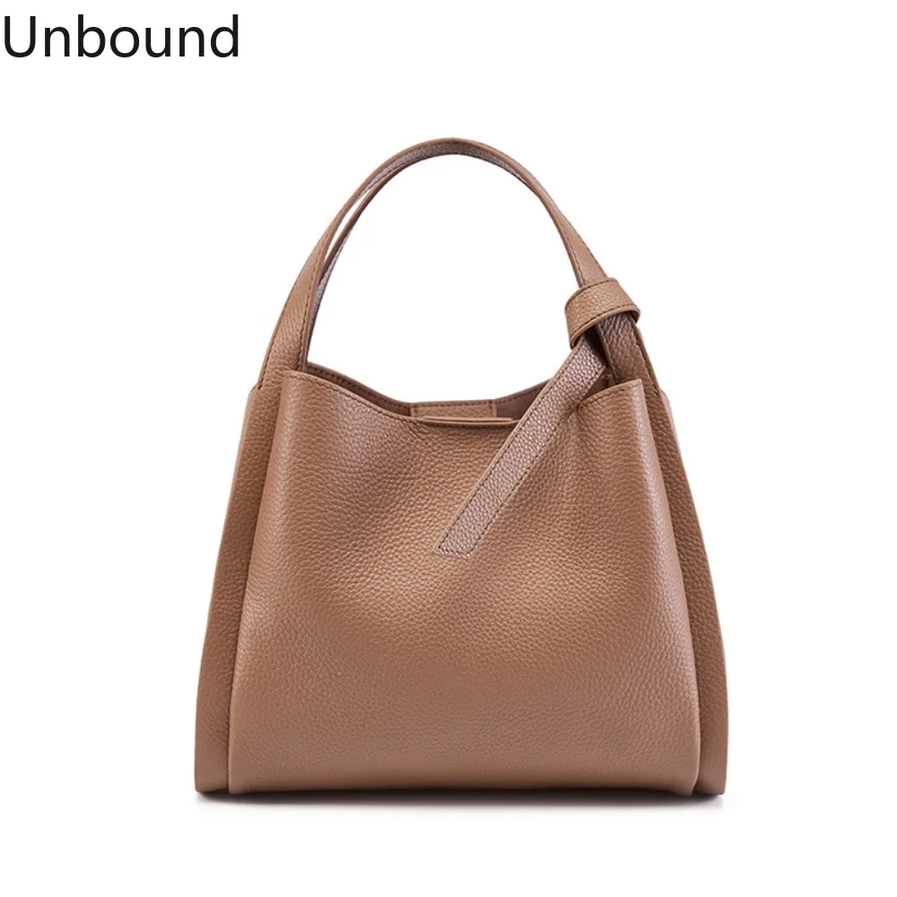 

Hot Top Grain Cowhide Bucket Womens Handbag Elegant Large Capacity Tote Shoulder Crossbody Genuine Leather Commuter Luxury Style