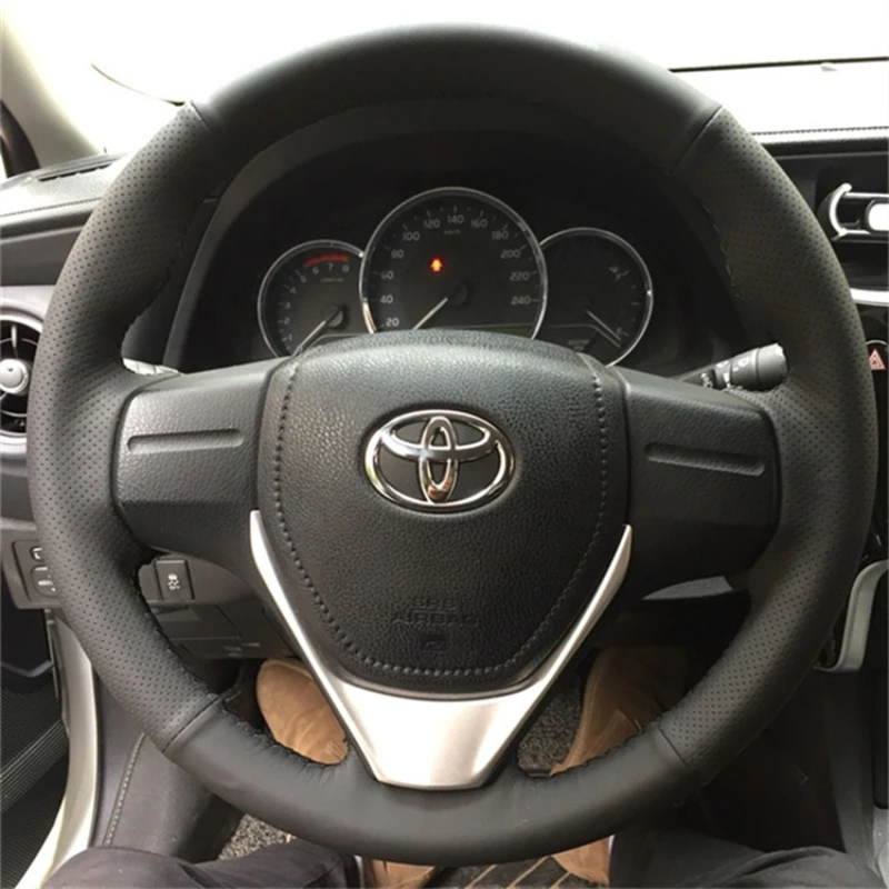 For Toyota RAV4 Corolla 2014-2019 Auris 2013-2016 Scion iM 2016 hand-stitched non-slip Nappa leather car Steering wheel Cover