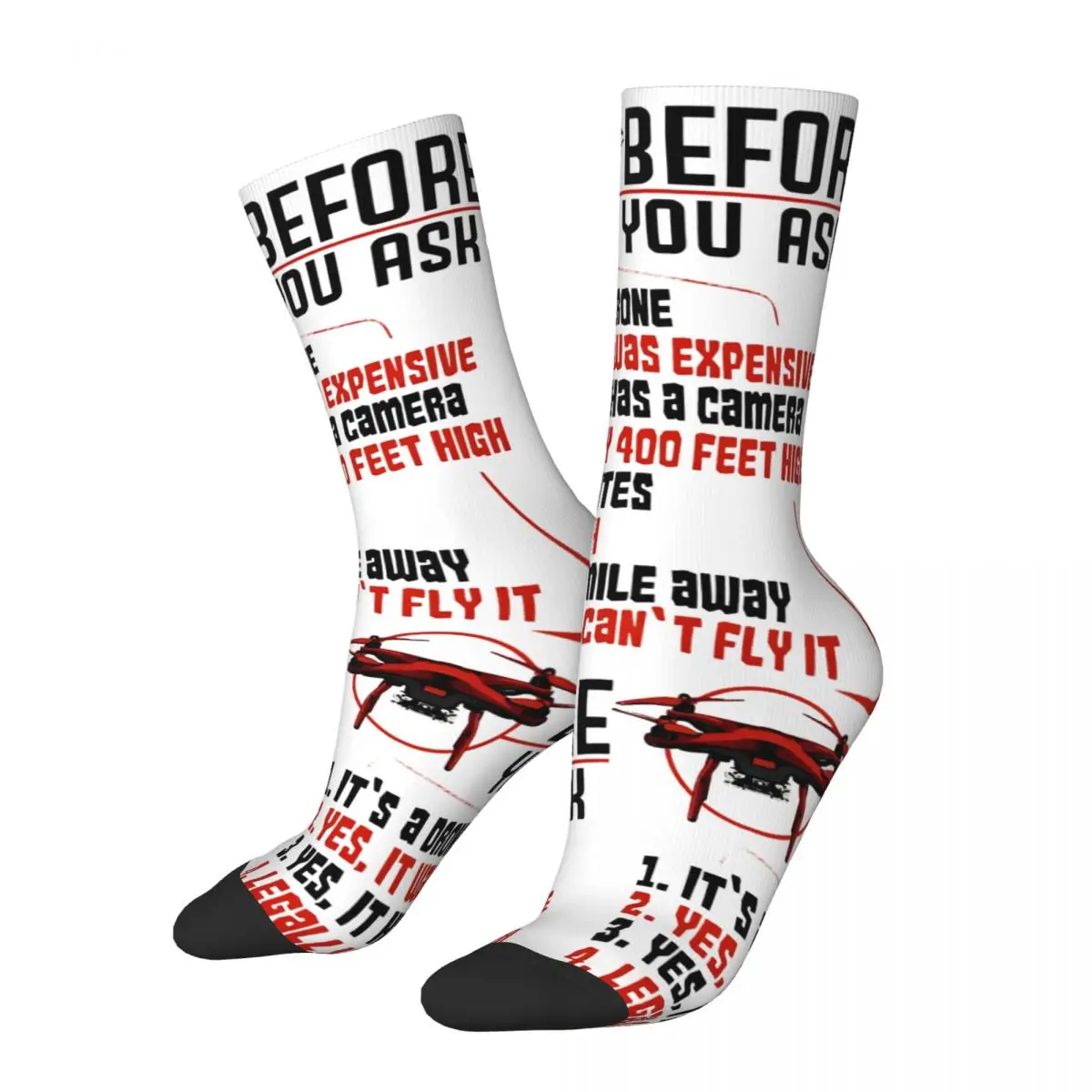 Drone Fly Quadcopter Pilot Socks Merch For Men Women Warm UAV Fpv Drones Flying Operator Print Socks