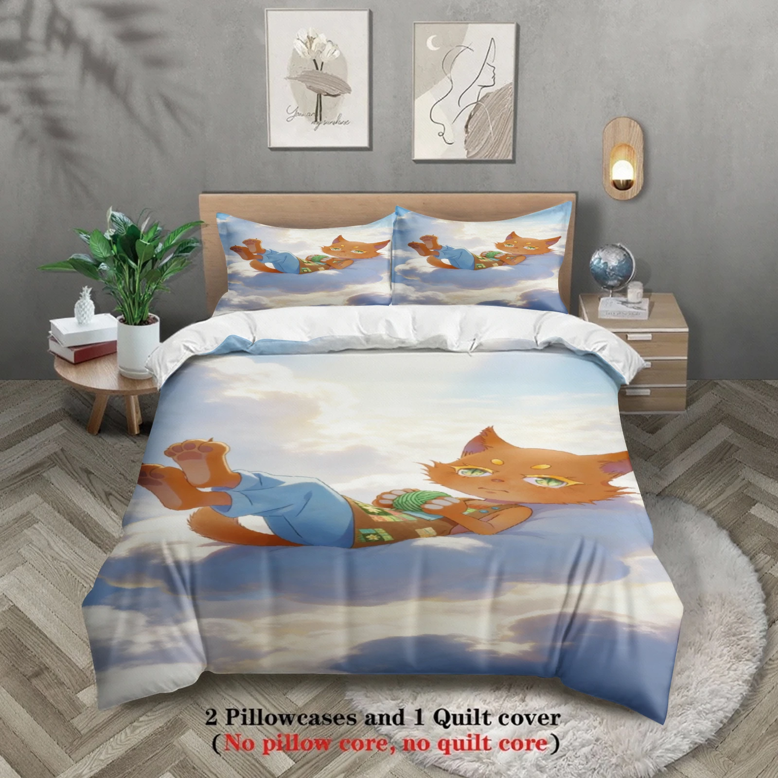 Cute Bedding Set Softville Cozy Town Fern the Quilt Fox With Duvet Cover & Pillowcase For Children's Bedroom Decor