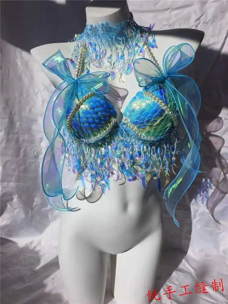 

Mermaid Sequin Shell Bra Bikini Top Bra Oceanarium Bar Table Performance Costume Mermaid Costume Accessories