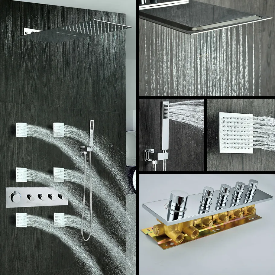 

Скрытый душевой набор с постоянной температурой, летающий дождевой водопад, набор для ванны с большими стенками, высококачественный специальный набор для отеля